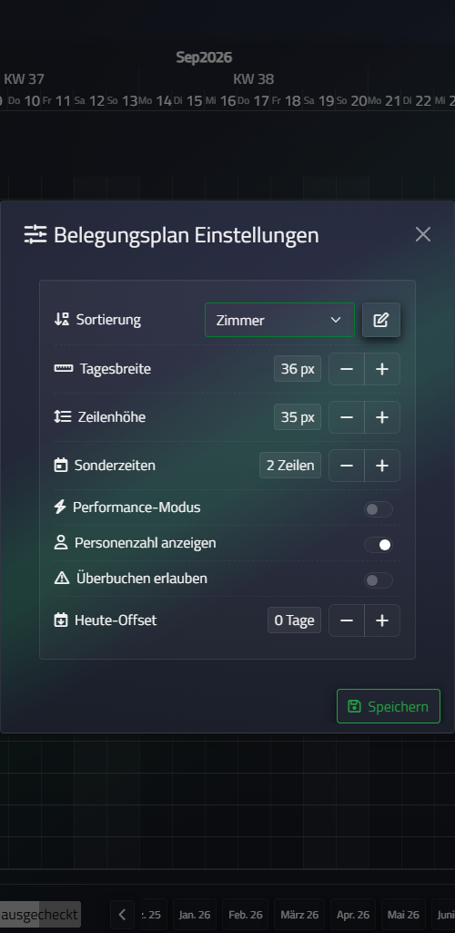 Belegungsplan-Einstellungen