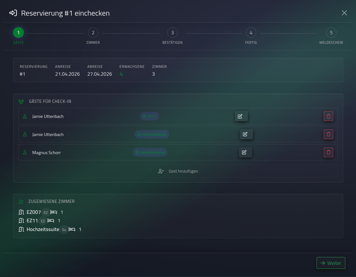 Check-in Dialog