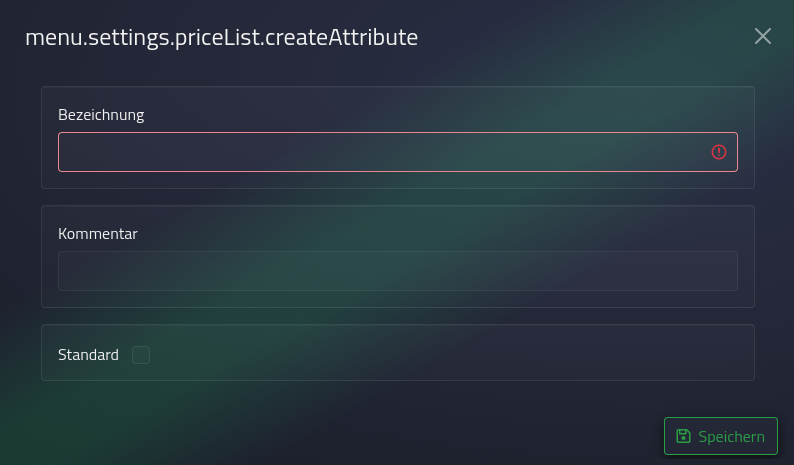 Preisliste erstellen